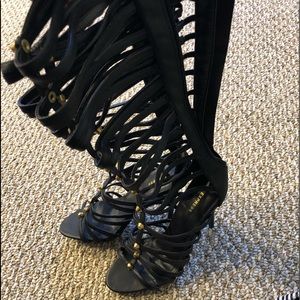 Knee high heel sandals